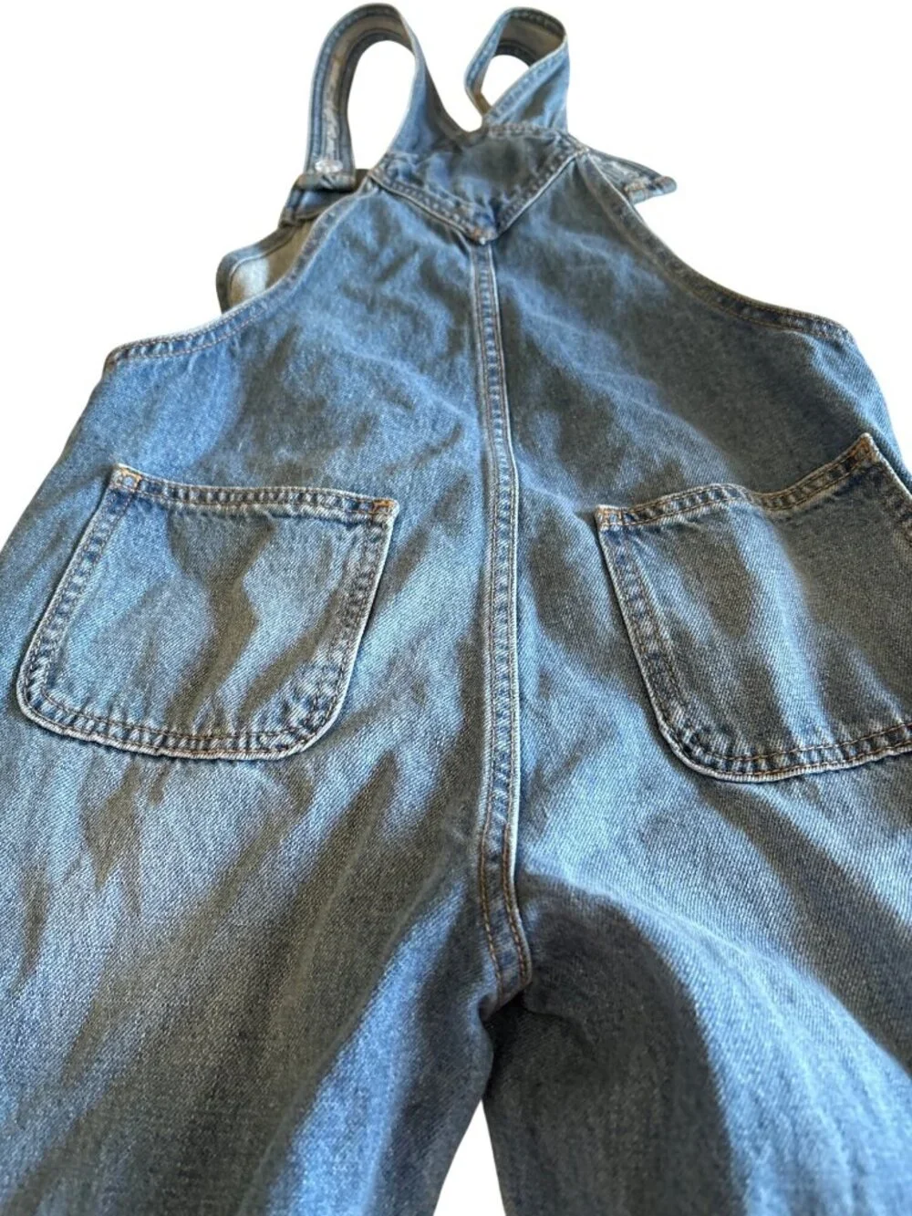 Y2K Old Navy Girls Denim Overalls Distressed Size Large (10-12) 100% Cotton